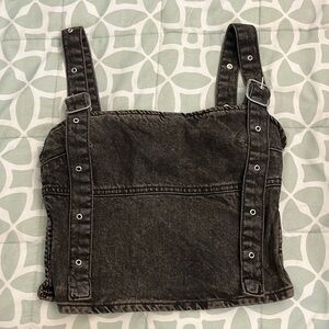 Zara Black Denim Crop Top